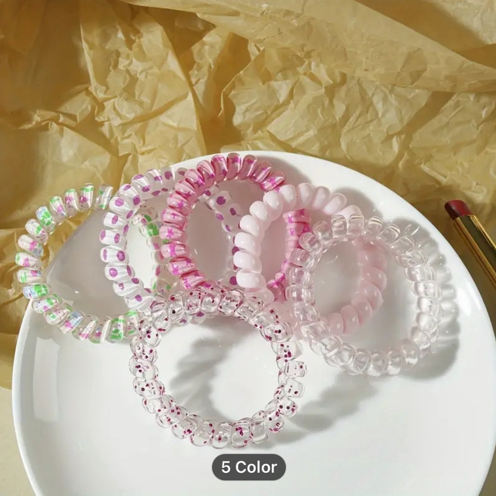 6 Spiral Hair Ties Ropes Elastic Seamless Ponytail Holders Hair Accessories